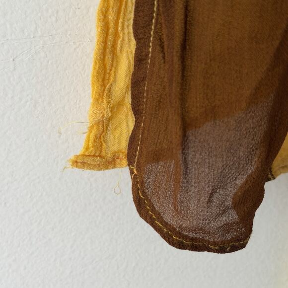 Boho Patchwork Silk Slip Dress Yellow Green Orange Floral Embroidery Festival M - Picture 3 of 7